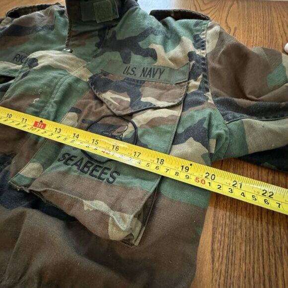 Alpha Industries US Navy Sea Bees Woodland Camo Cold Weather Field Coat Size S - Picture 9 of 10